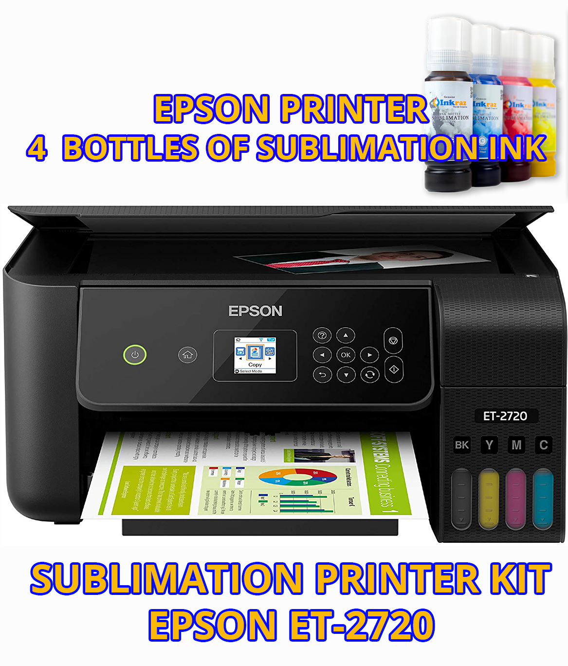 Epson ET2720 With Sublimation Ink, Sublimation Printer Bundle Et2720